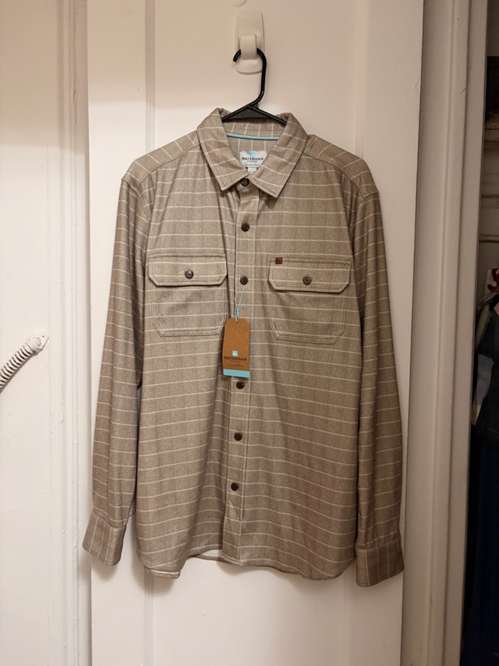 Quiksilver Tan Striped Button-Front Shirt